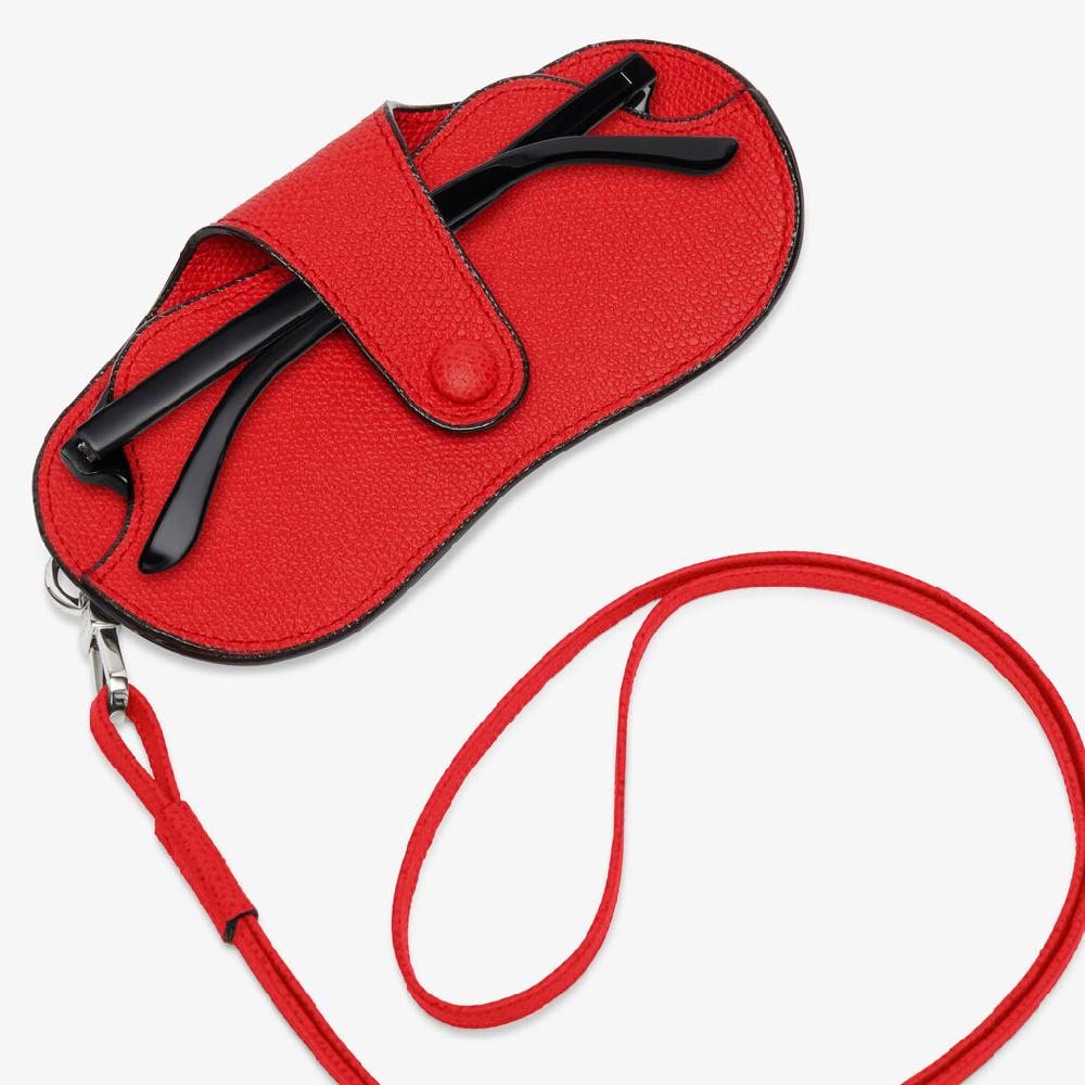 Valextra Porta Occhiali Da Donna Con Tracolla In Pelle Rossa | Valextra
