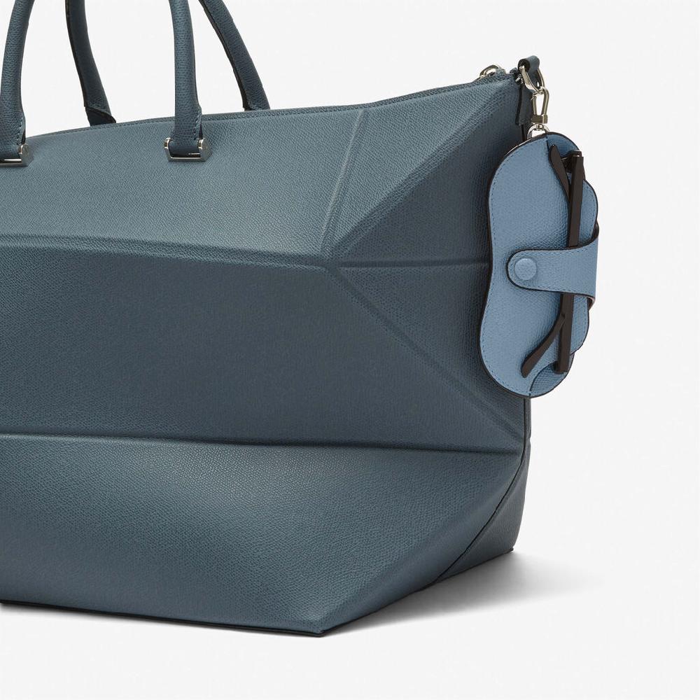 Valextra Porta Occhiali In Pelle Azzurra Con Tracolla | Valextra