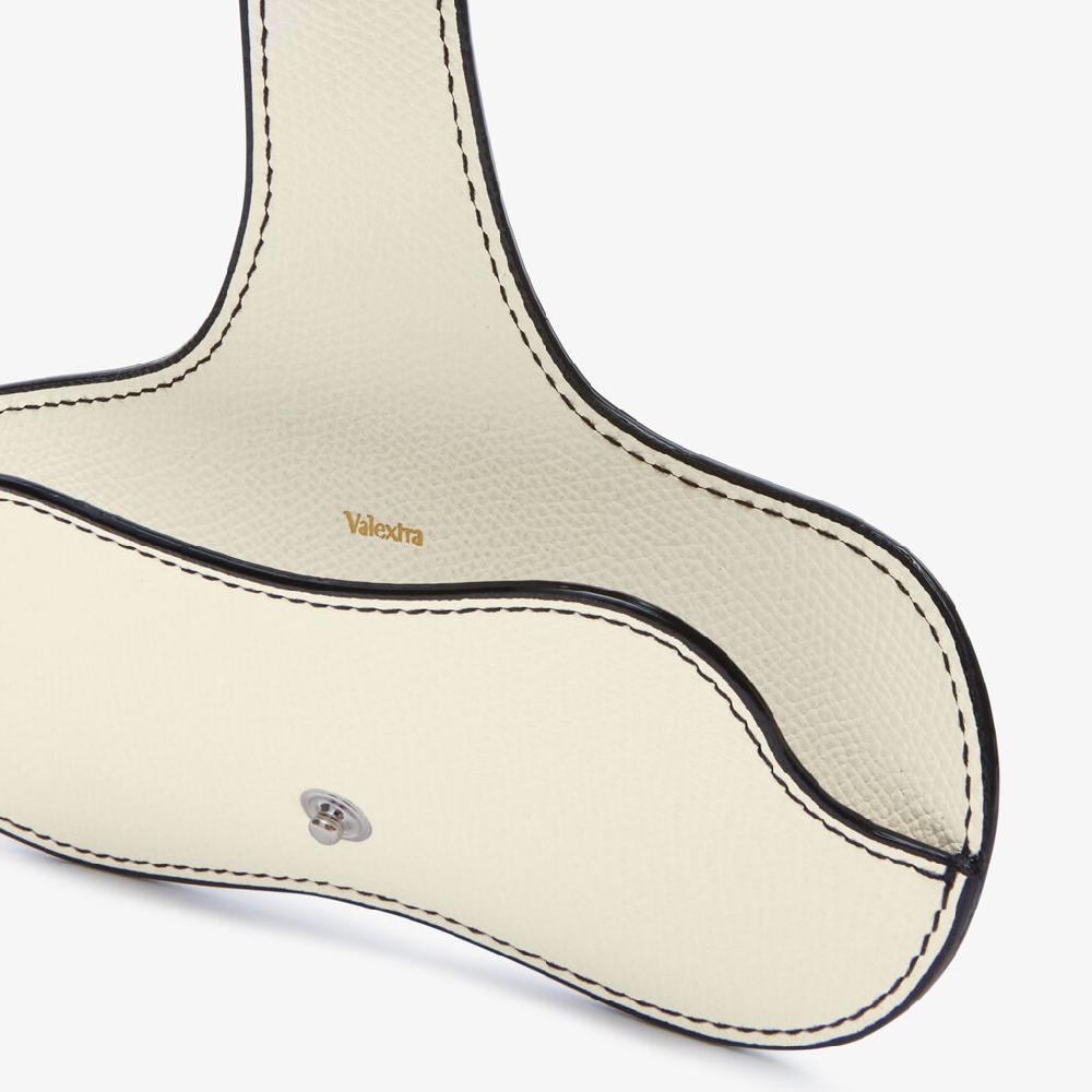 Valextra Porta Occhiali In Pelle Bianca E Nera Con Tracolla | Valextra