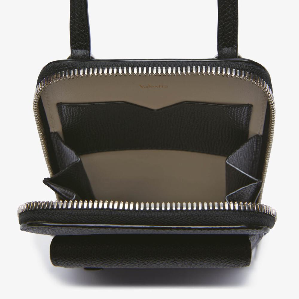 Valextra Porta Telefono A Tracolla In Pelle Nera Di Lusso | Valextra Pocket