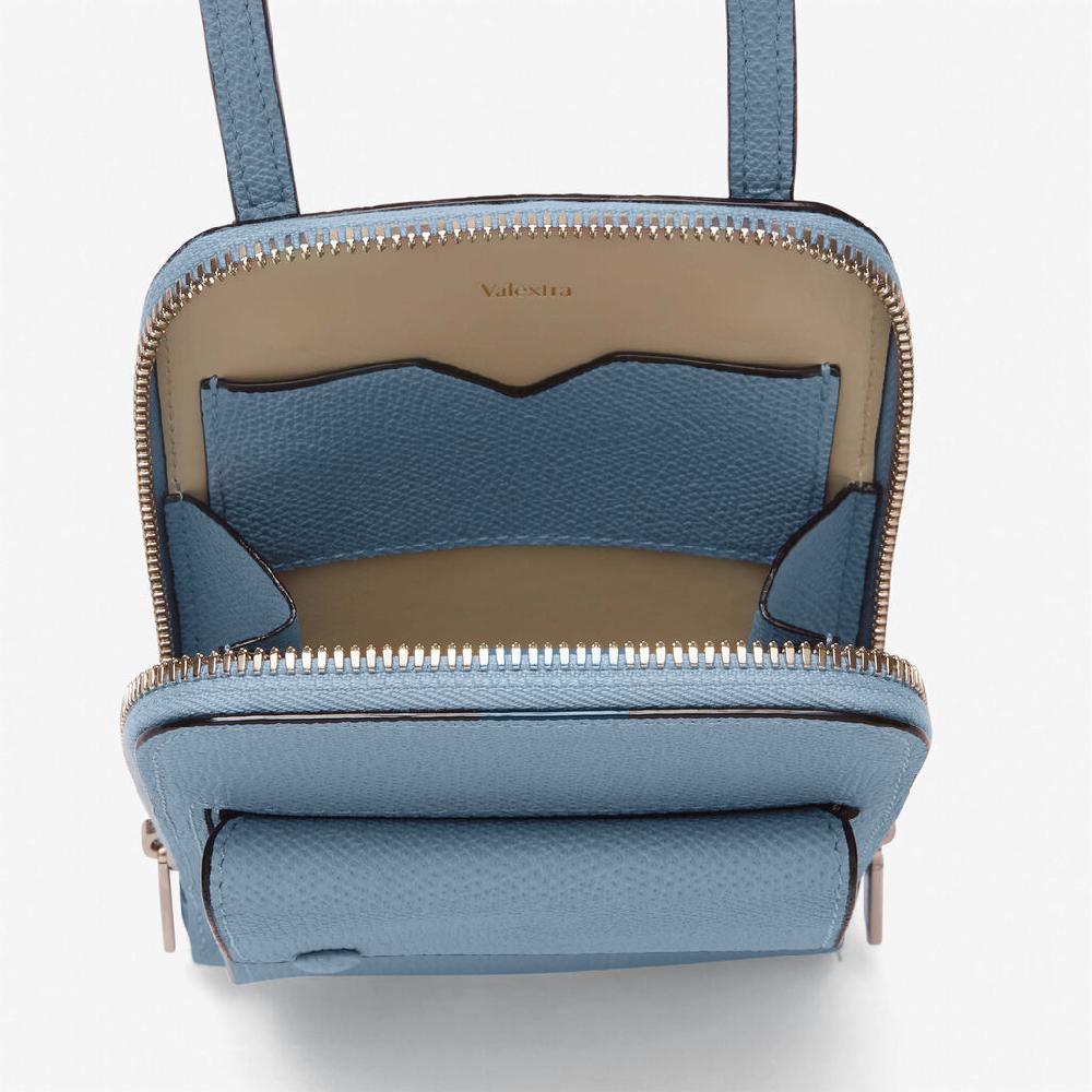 Valextra Porta Telefono In Pelle Azzurra Con Tracolla | Valextra Pocket