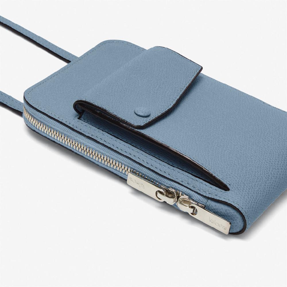 Valextra Porta Telefono In Pelle Azzurra Con Tracolla | Valextra Pocket