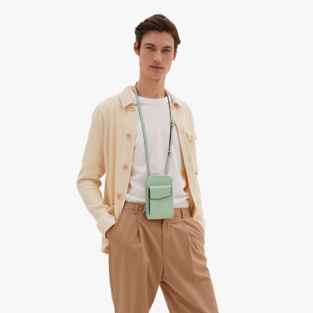 Valextra Porta Telefono In Pelle Verde Acqua | Valextra Pocket