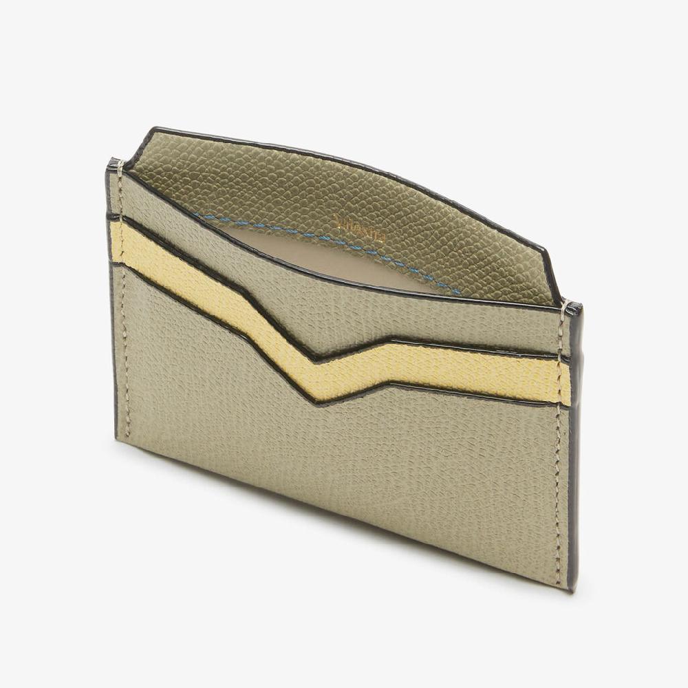 Valextra Porta Tessere Da Donna In Pelle Verde E Gialla | Valextra