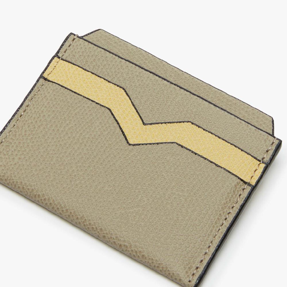 Valextra Porta Tessere Da Donna In Pelle Verde E Gialla | Valextra