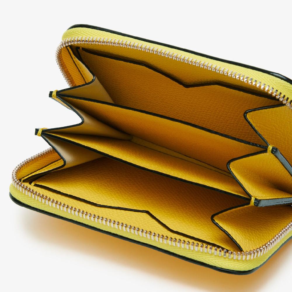 Valextra Portacarte Da Donna In Pelle Gialla | Valextra Zip Around