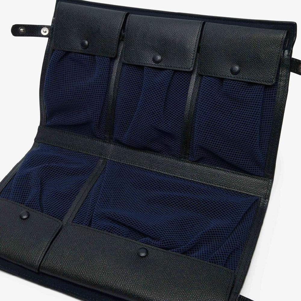 Valextra Portacavi Pieghevole Da Viaggio In Pelle Nera | Valextra