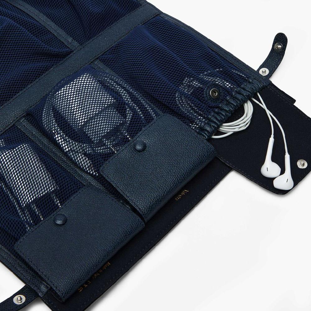 Valextra Portacavi Pieghevole In Pelle Blu | Valextra Piccola Pelletteria