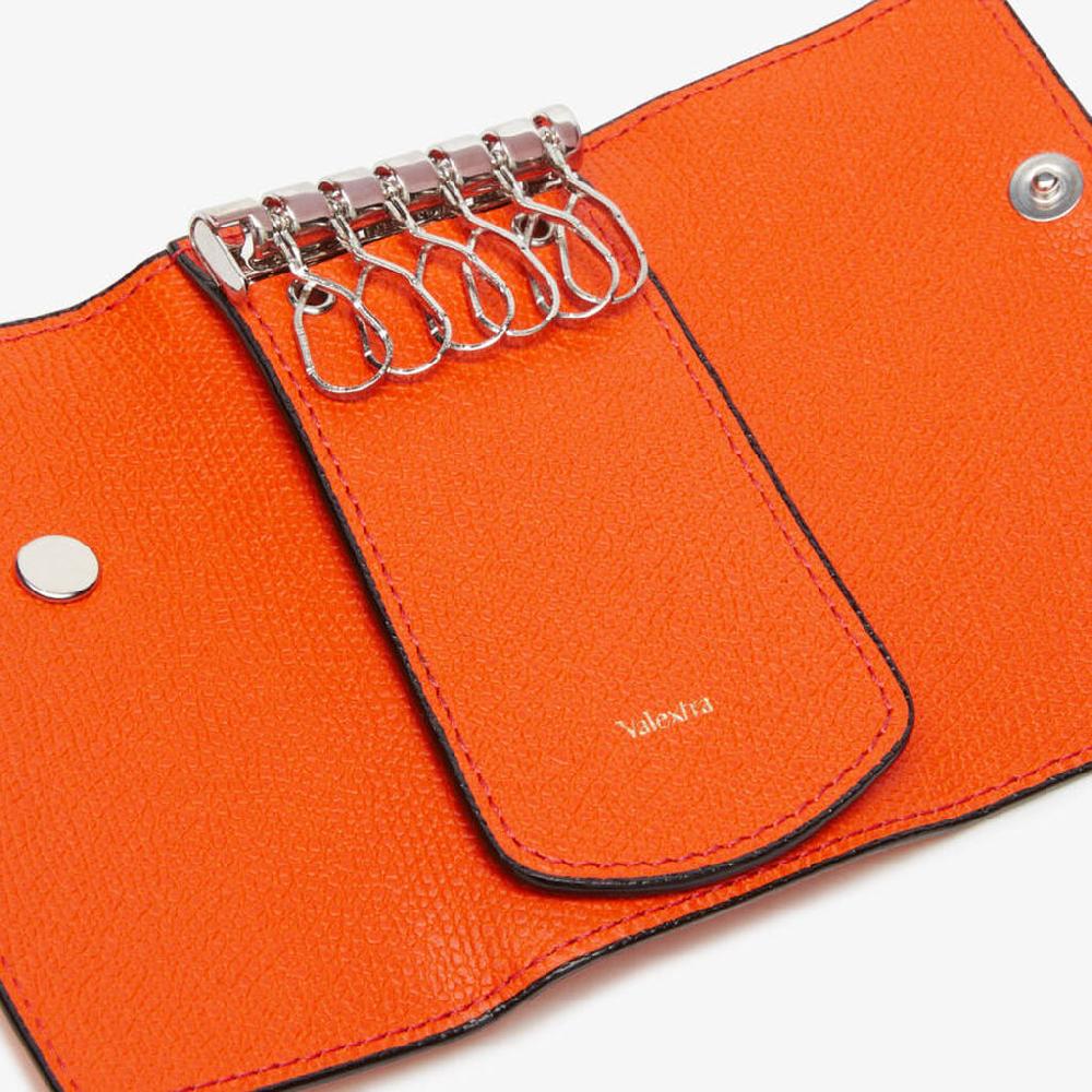 Valextra Portachiavi 6 Ganci In Pelle Arancione | Valextra Tric Trac