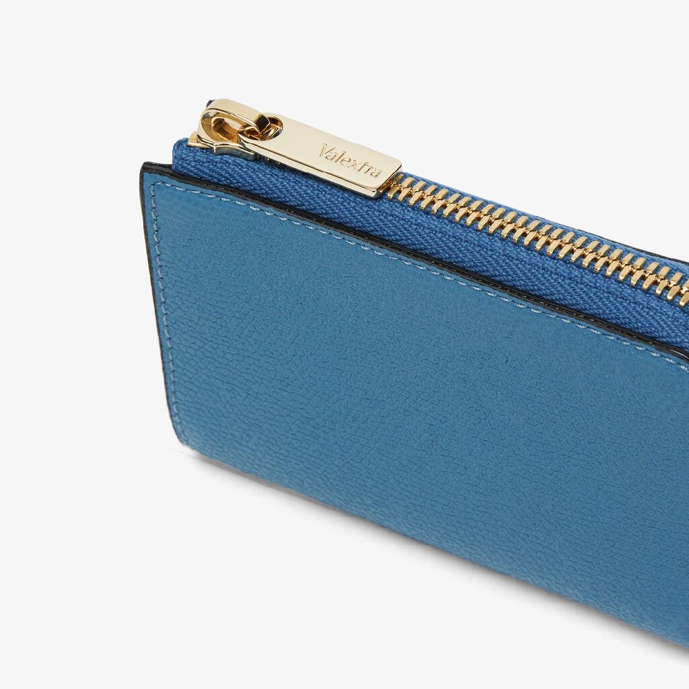 Valextra Portachiavi Chiuso Con Zip In Pelle Blu Cobalto | Valextra Zip Around