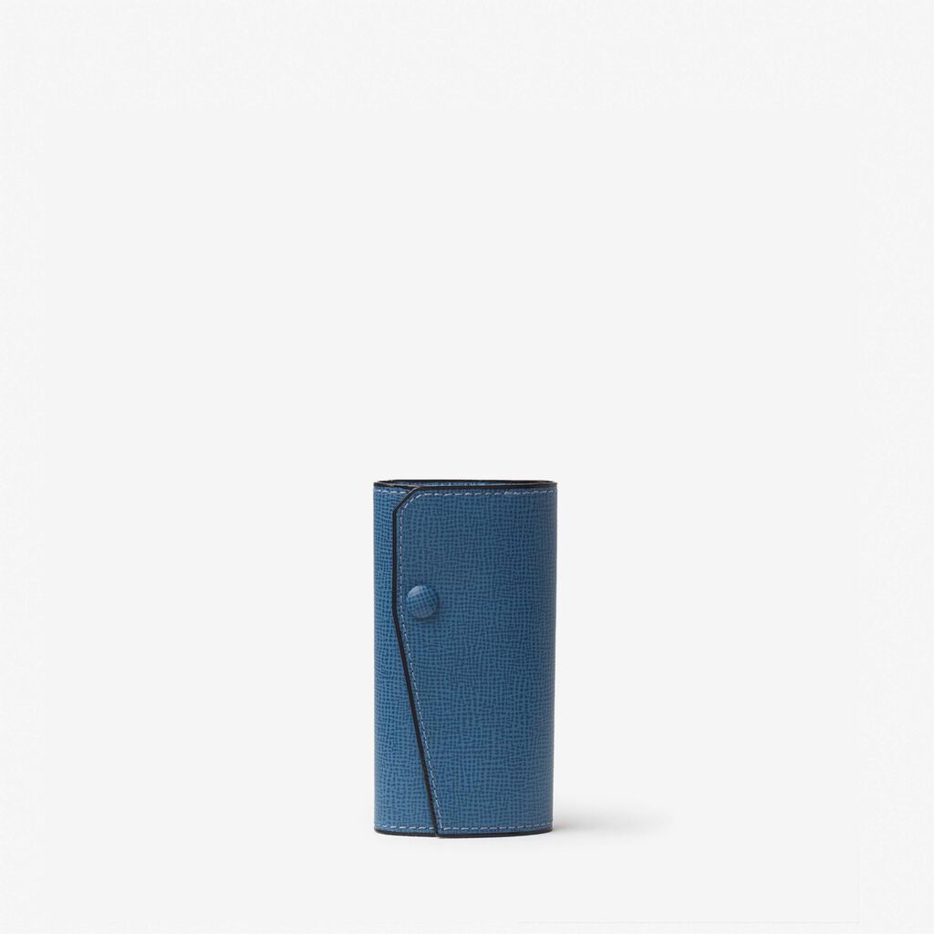 Valextra Portachiavi chiuso in Pelle Blu Cobalto | Valextra