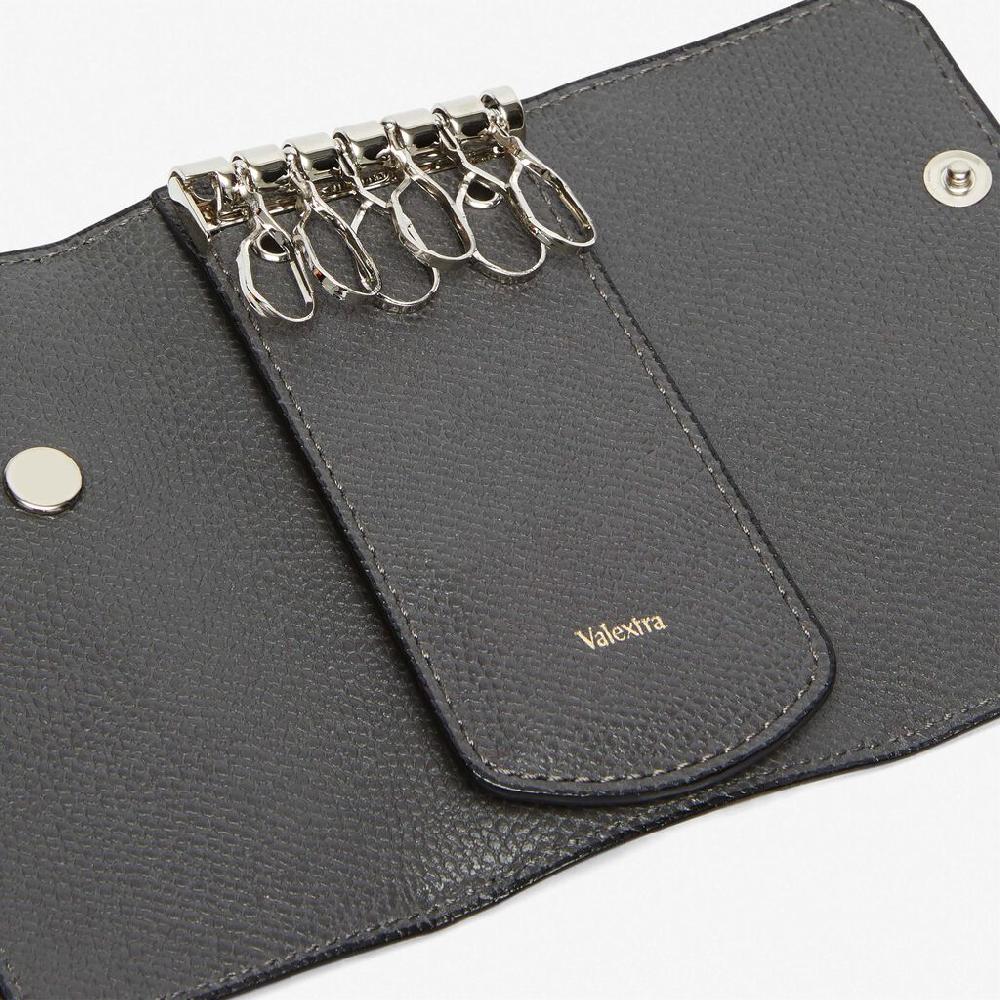 Valextra Portachiavi Chiuso In Pelle Grigia | Valextra