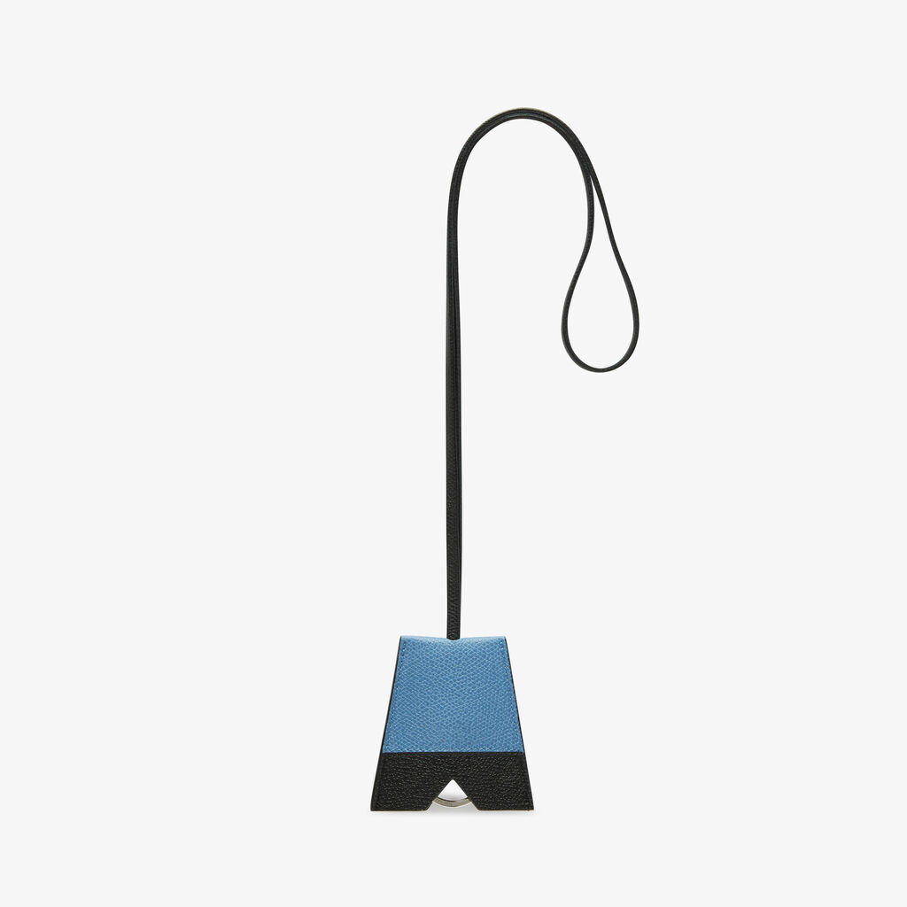 Valextra Portachiavi Con Laccio Di Lusso In Pelle Blu E Nera | Valextra