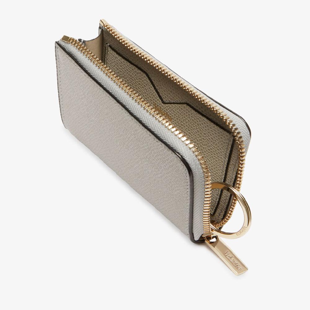Valextra Portachiavi Con Zip In Pelle Grigio Chiaro | Valextra Zip Around