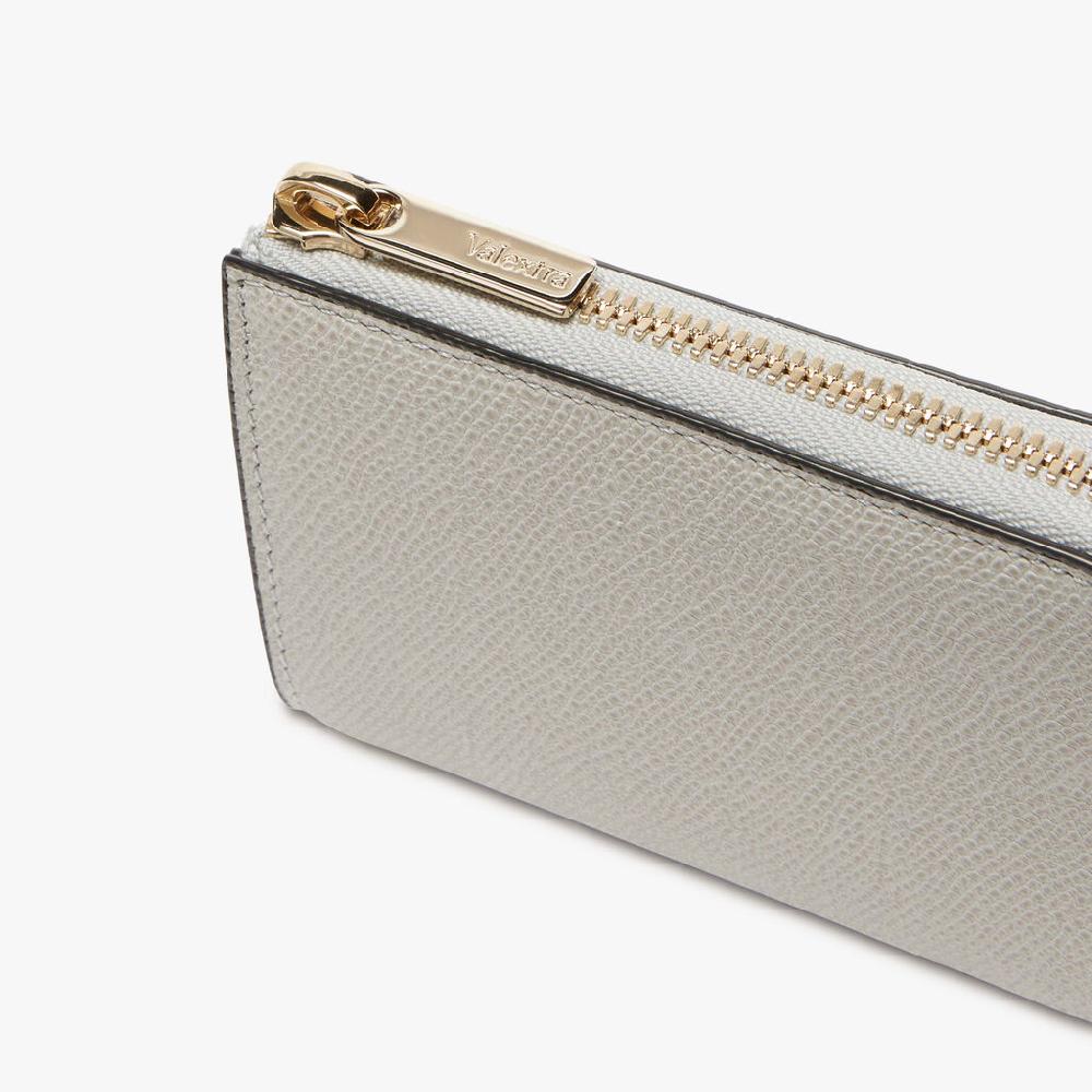 Valextra Portachiavi Con Zip In Pelle Grigio Chiaro | Valextra Zip Around