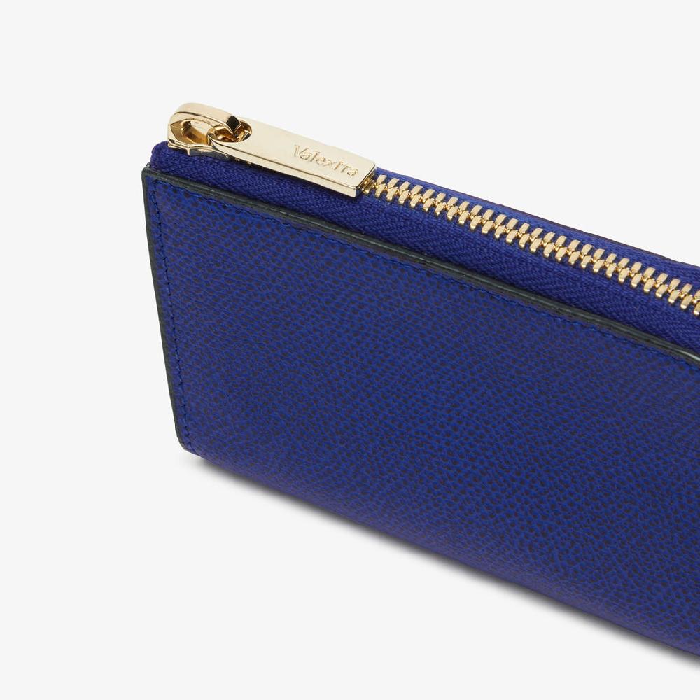 Valextra Portachiavi Da Donna In Pelle Blu | Valextra Zip Around