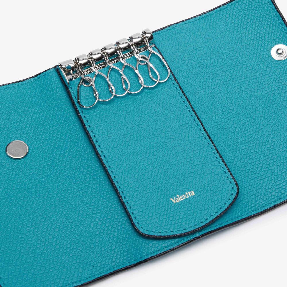 Valextra Portachiavi Di Lusso In Pelle Blu | Valextra Tric Trac