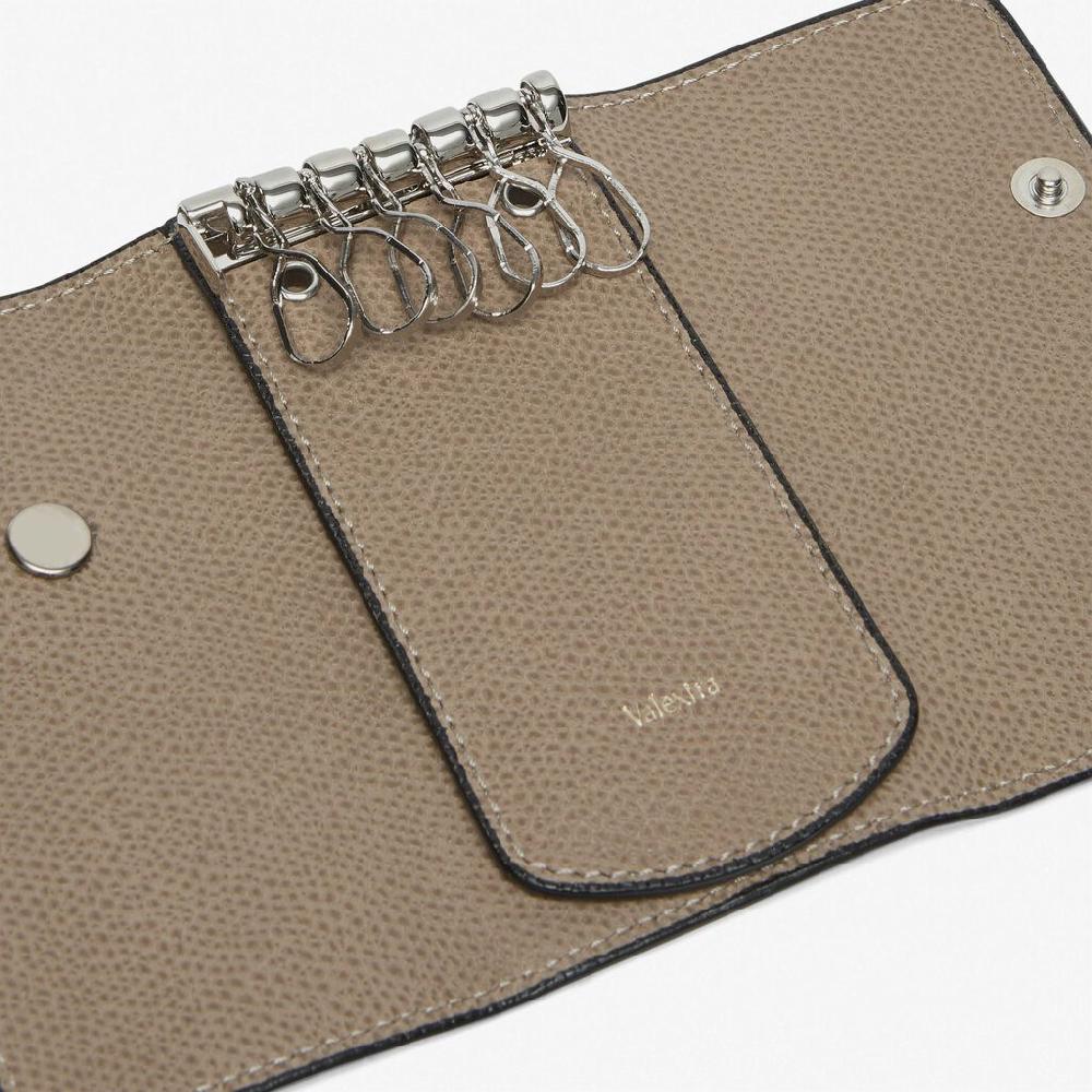 Valextra Portachiavi In Pelle Marrone Tortora | Valextra