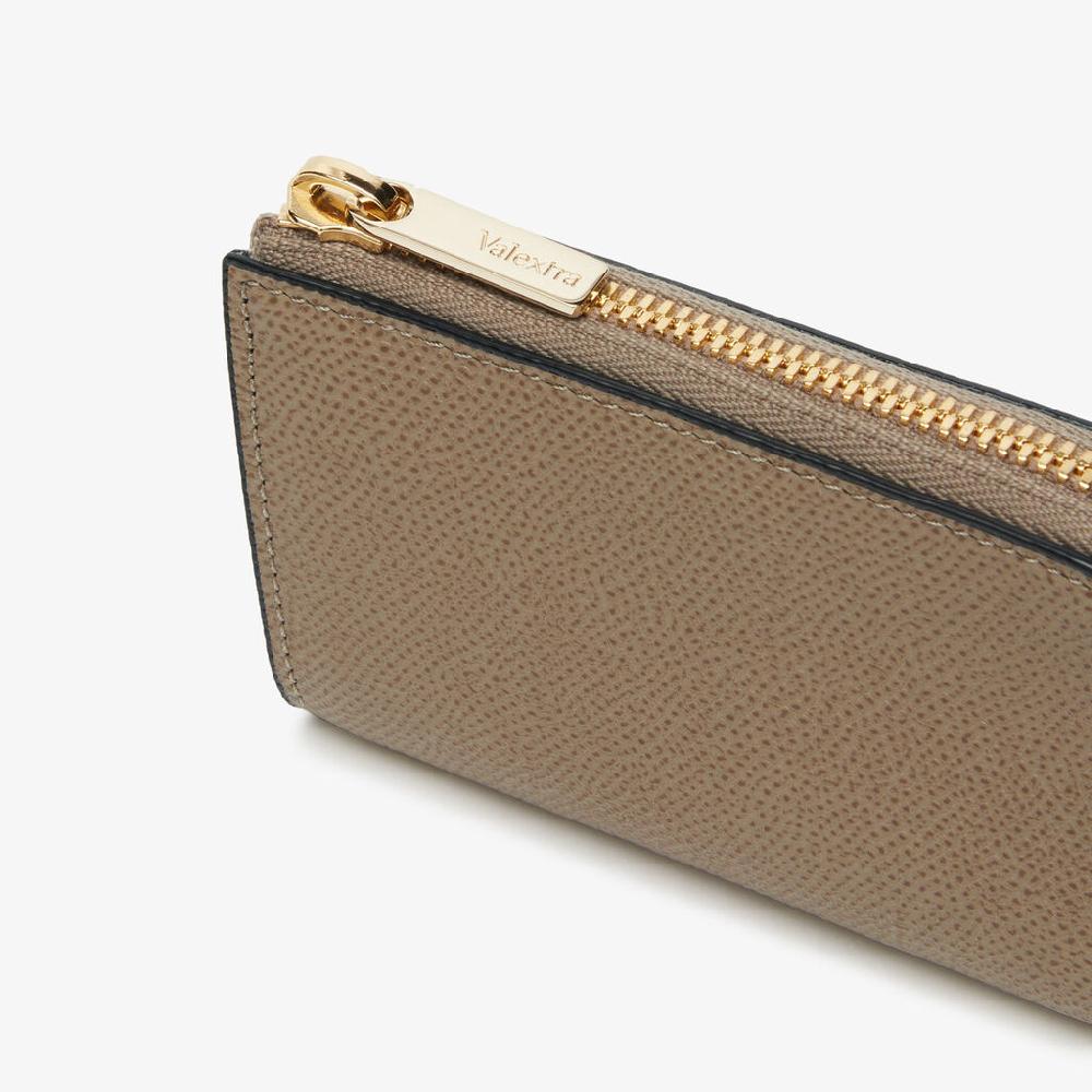 Valextra Portachiavi In Pelle Marrone Tortora | Valextra Zip Around