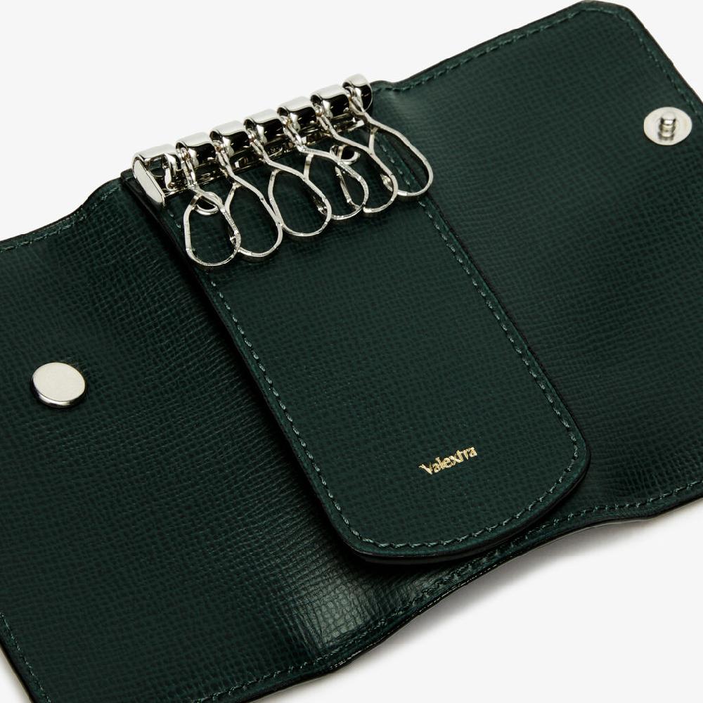 Valextra Portachiavi In Pelle Verde Con Bottone | Valextra Tric Trac