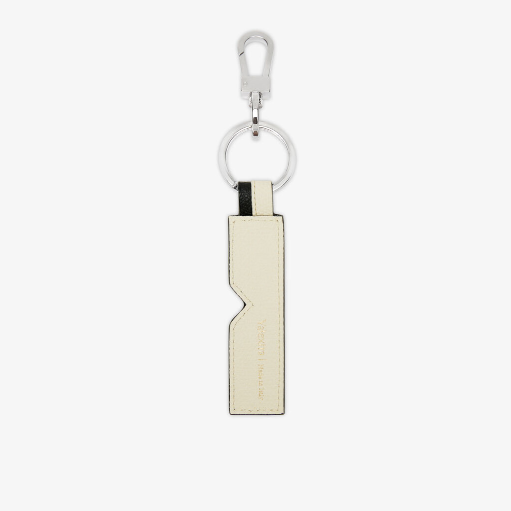 Valextra Portachiavi Intarsia Da Donna In Pelle Bianca E Nera | Valextra