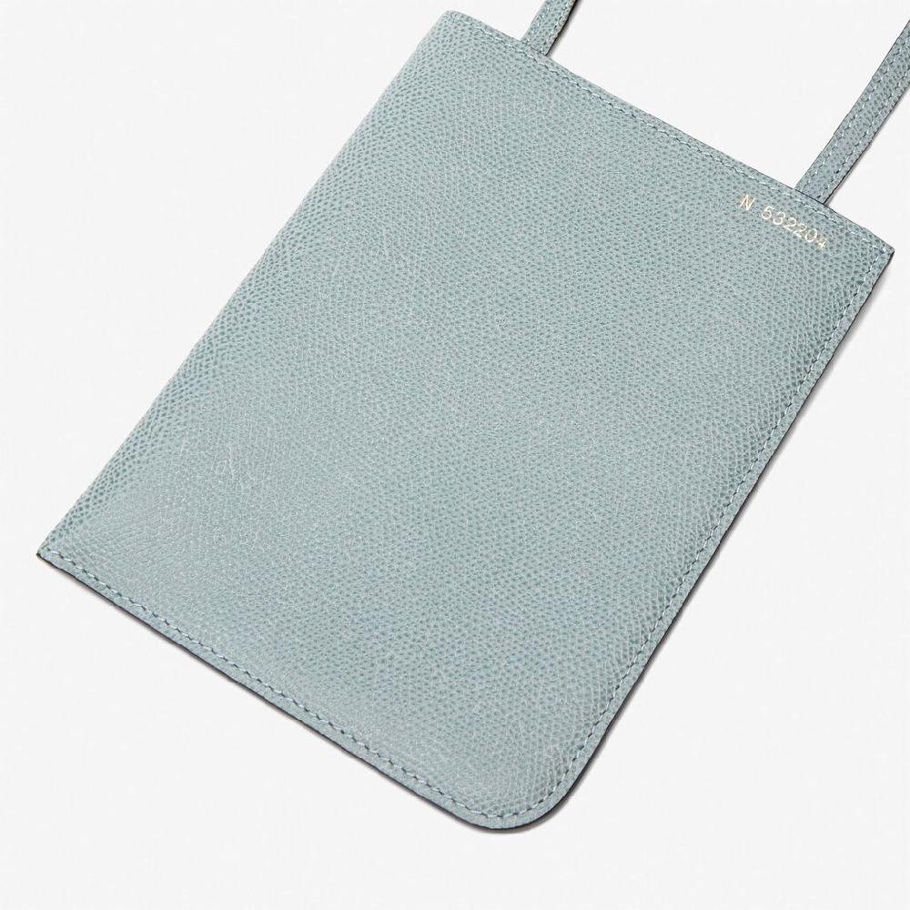 Valextra Portadocumenti A Tracolla In Pelle Azzurra Cerulea | Valextra Soft