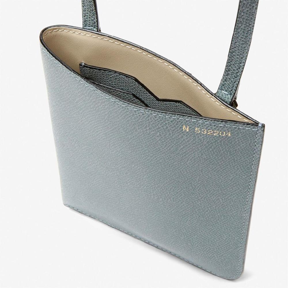 Valextra Portadocumenti A Tracolla In Pelle Azzurra Cerulea | Valextra Soft