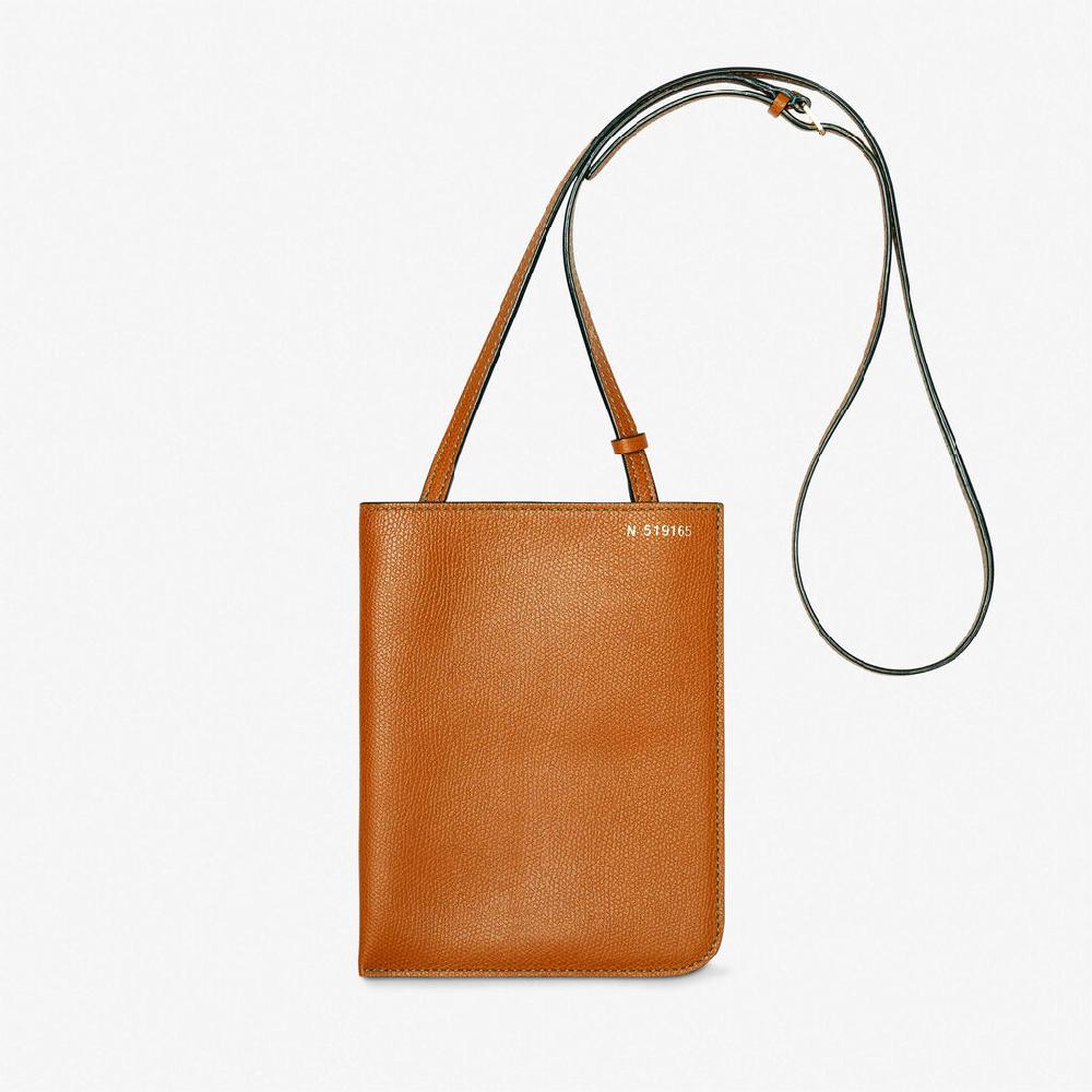 Valextra Portadocumenti a tracolla in Pelle Marrone | Valextra Soft