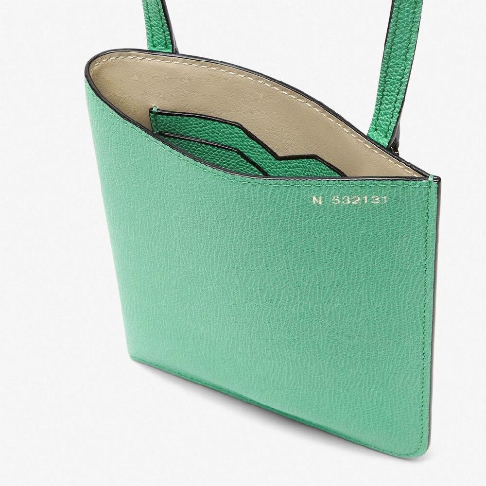 Valextra Portadocumenti A Tracolla In Pelle Verde Menta | Valextra Soft