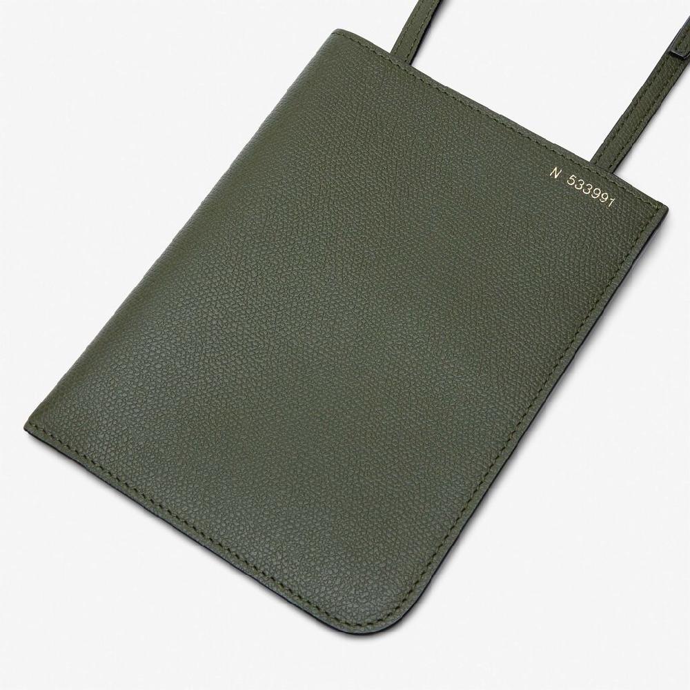 Valextra Portadocumenti A Tracolla In Pelle Verde Militare | Valextra Soft