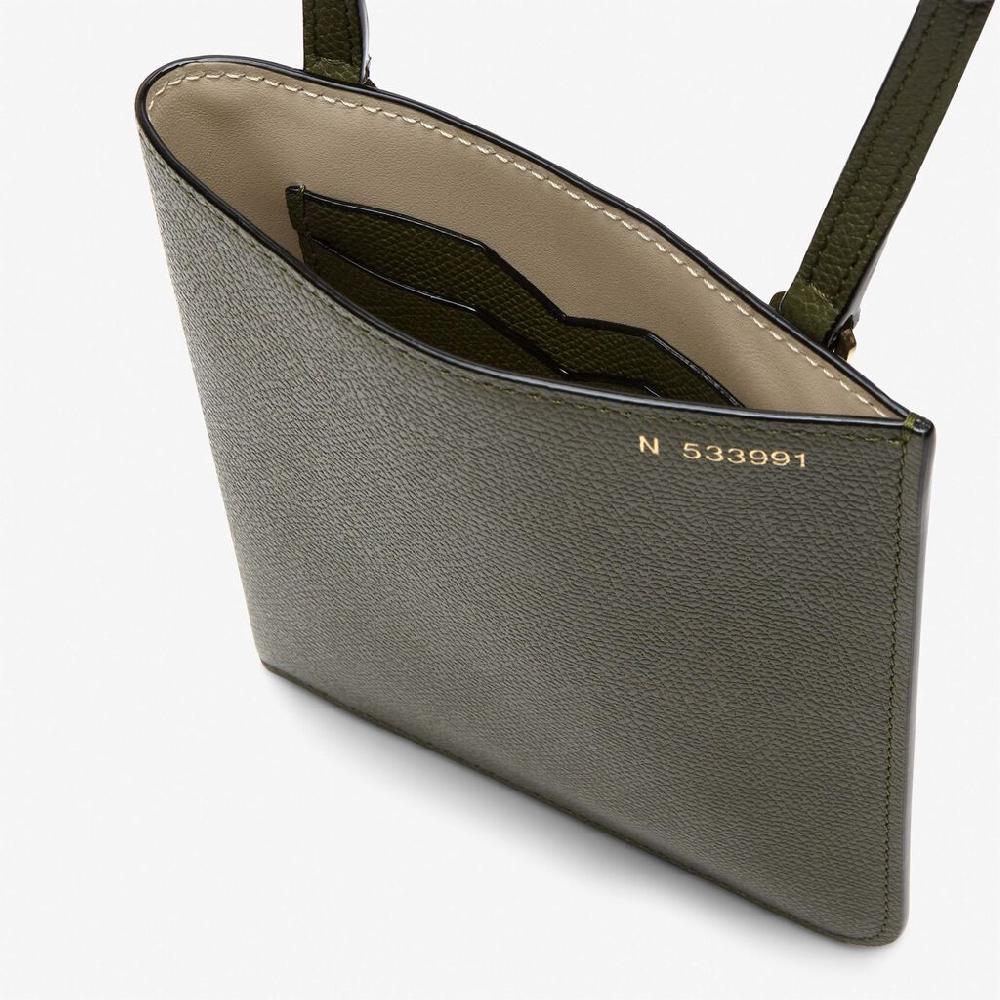 Valextra Portadocumenti A Tracolla In Pelle Verde Militare | Valextra Soft