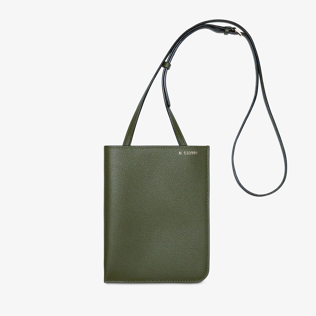 Valextra Portadocumenti a tracolla in Pelle Verde Militare | Valextra Soft