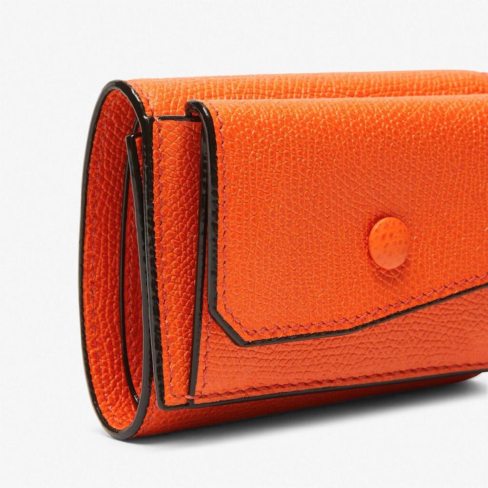 Valextra Portafoglio Bifold Compatto In Pelle Arancione | Valextra