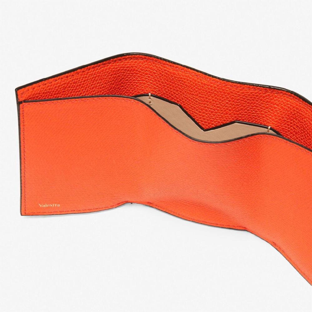 Valextra Portafoglio Bifold Compatto In Pelle Arancione | Valextra
