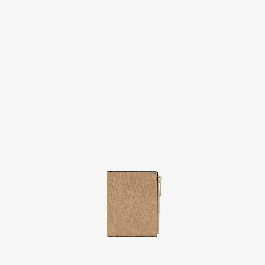 Valextra Portafoglio bifold con bottone di Lusso in Pelle Beige | Valextra