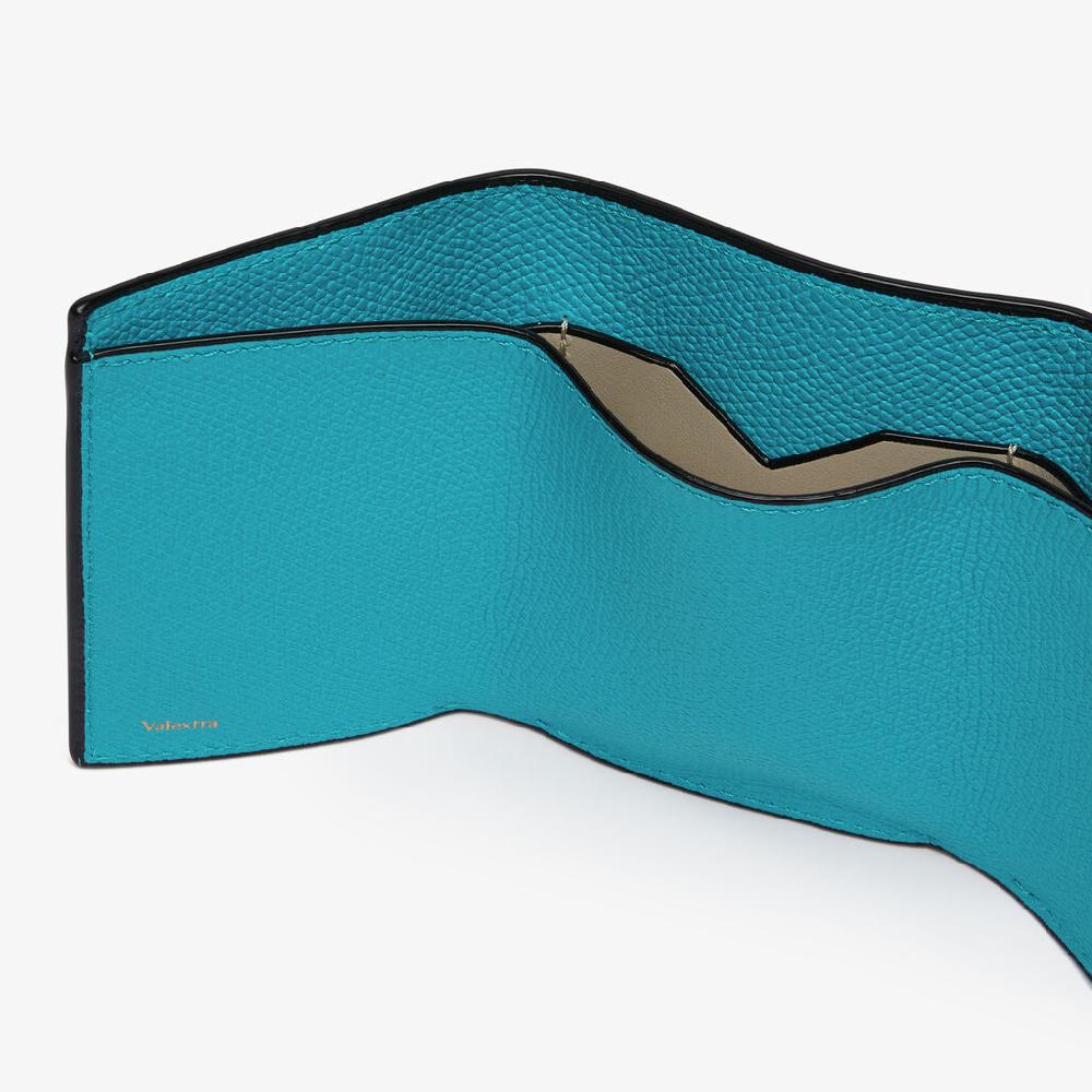 Valextra Portafoglio Bifold Con Porta Monete In Pelle Blu | Valextra
