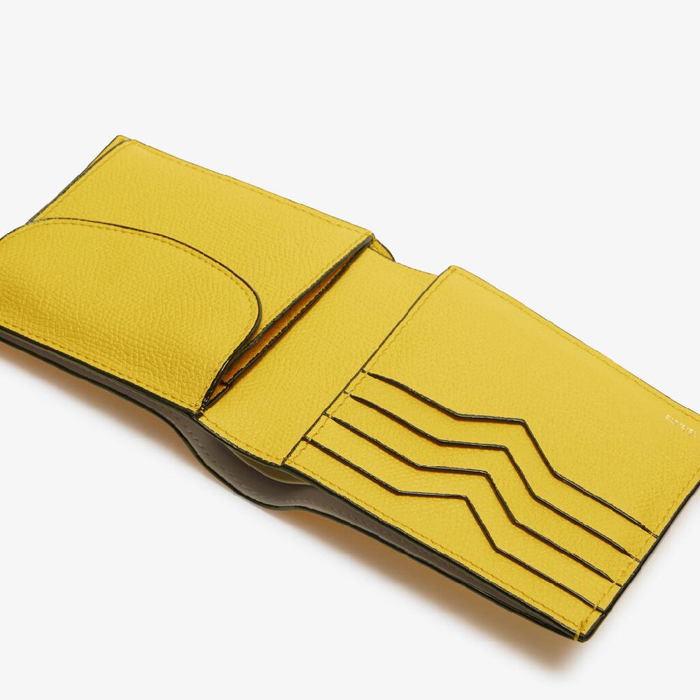 Valextra Portafoglio Bifold Da Donna Di Lusso In Pelle Gialla | Valextra