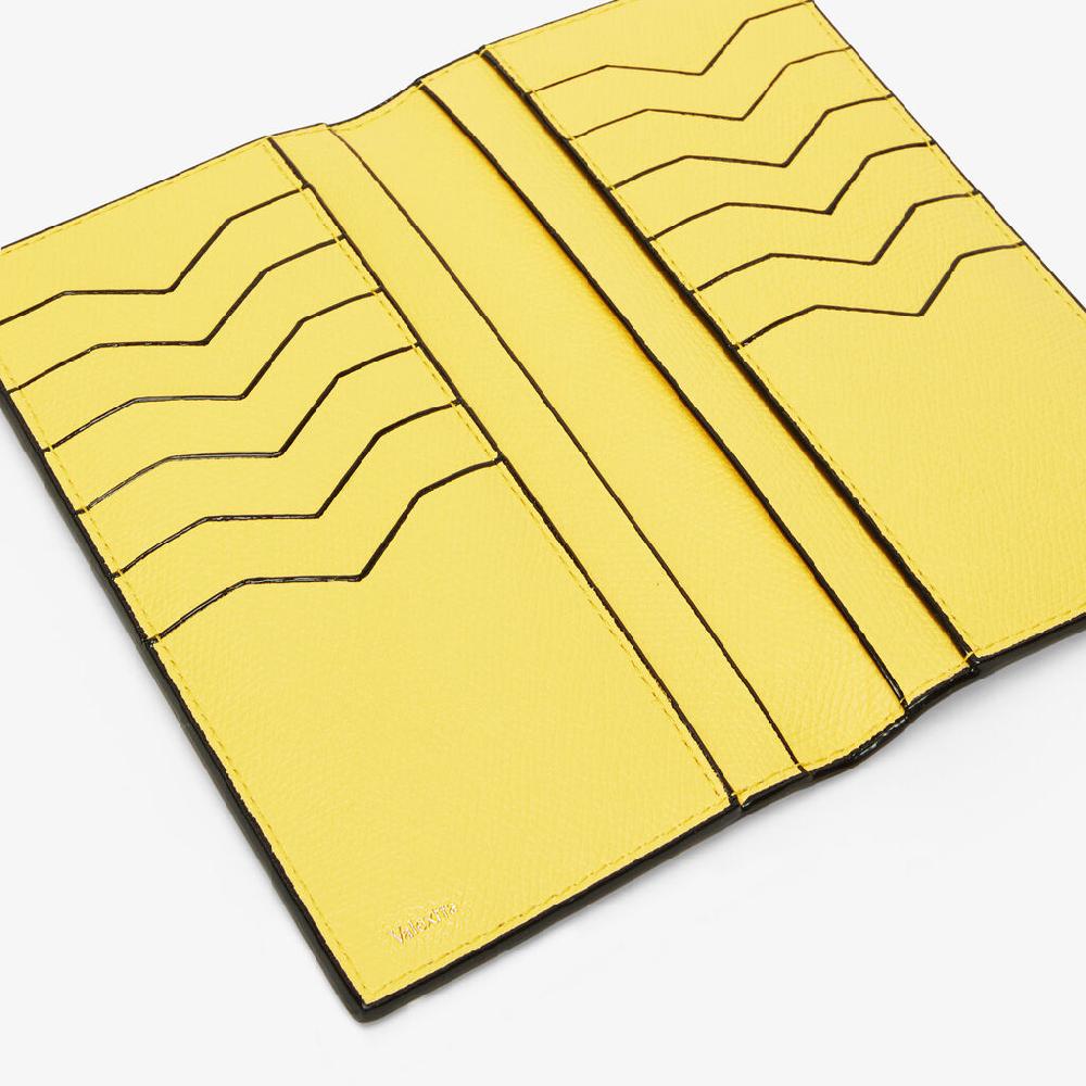 Valextra Portafoglio Bifold In Pelle Gialla Con Portamonete | Valextra