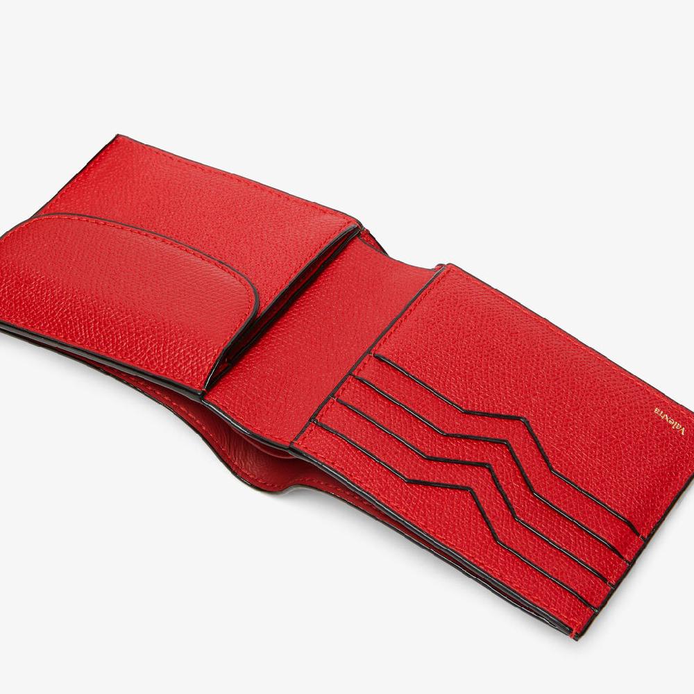 Valextra Portafoglio Bifold In Pelle Rossa Con Portamonete | Valextra