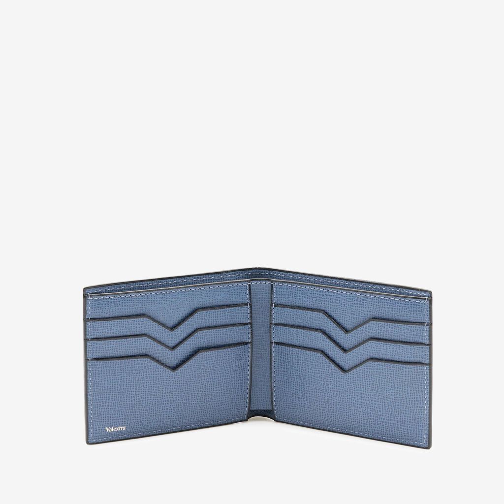 Valextra Portafoglio Bifold Piccolo In Pelle Blu Cobalto | Valextra
