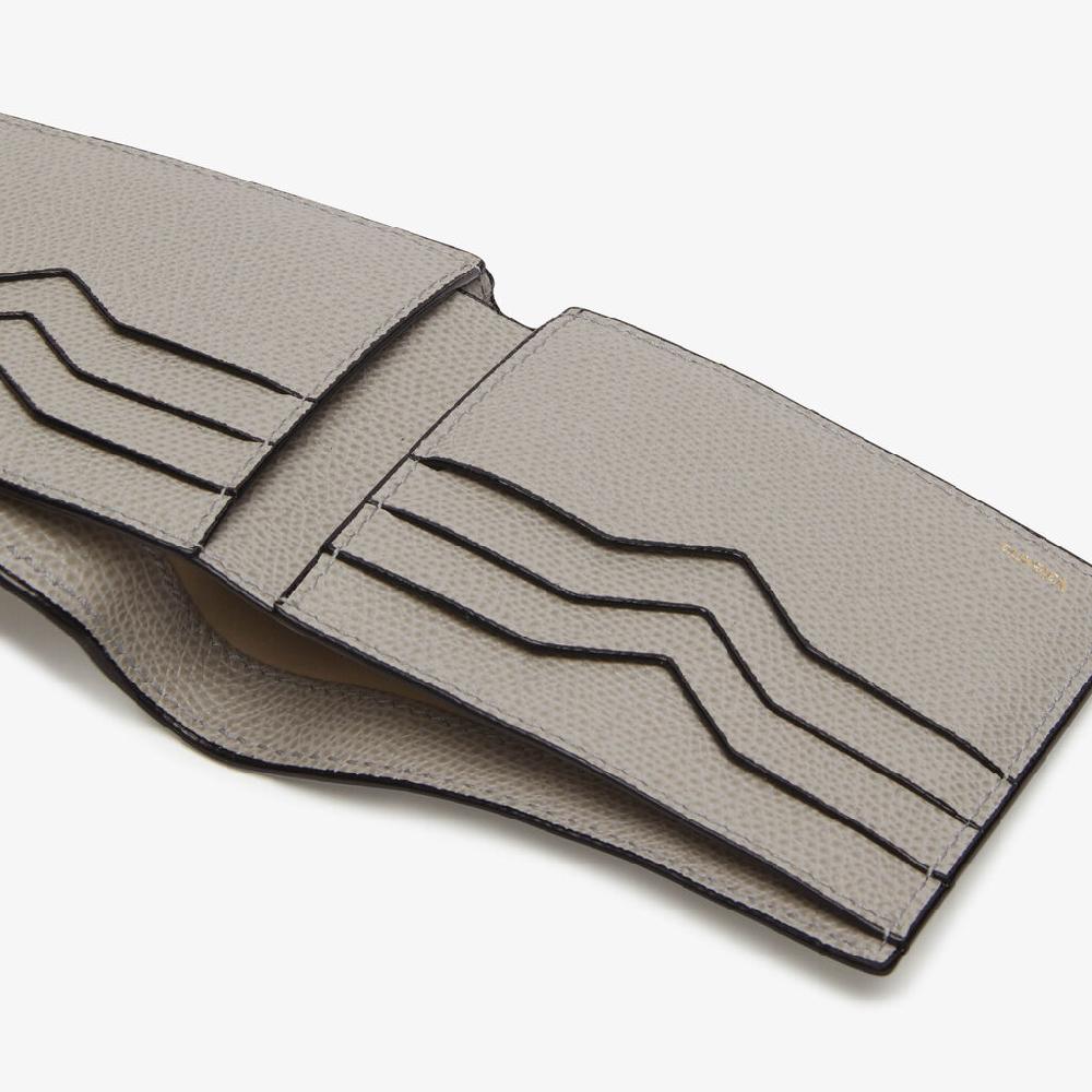 Valextra Portafoglio Bifold Piccolo In Pelle Grigio Chiaro | Valextra