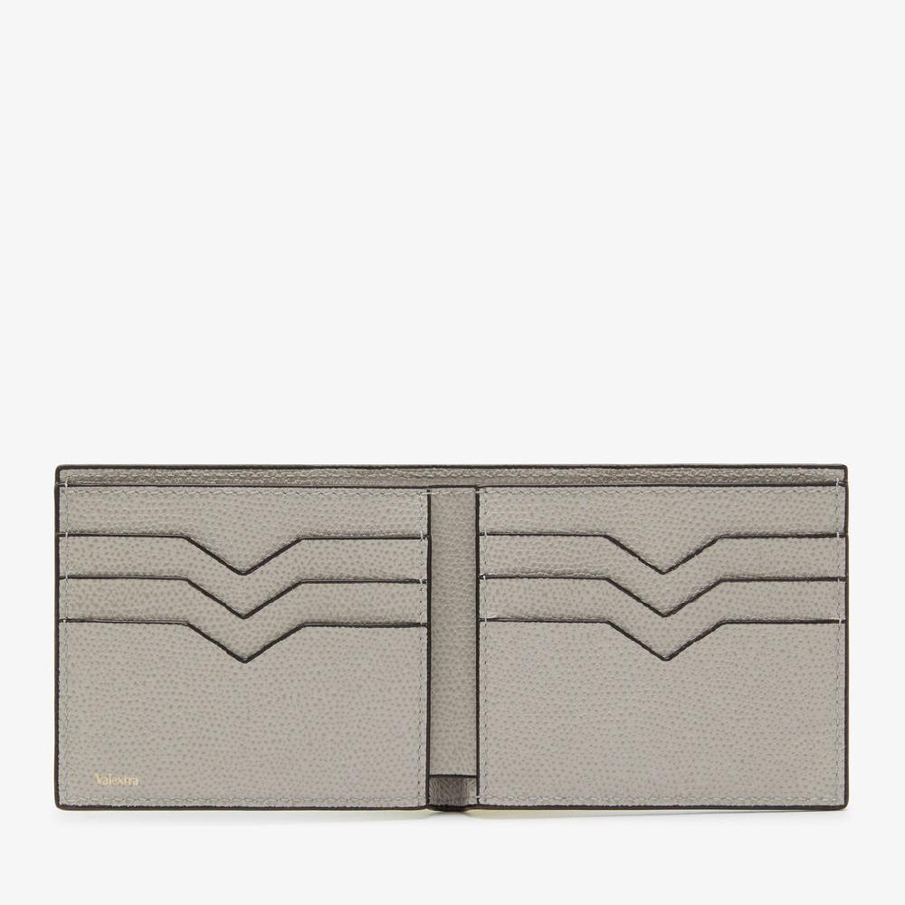 Valextra Portafoglio Bifold Piccolo In Pelle Grigio Chiaro | Valextra