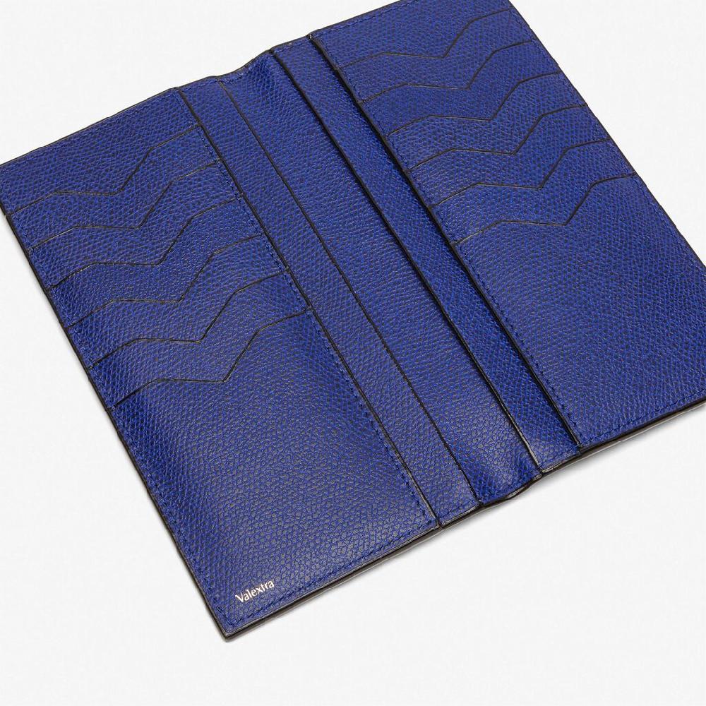 Valextra Portafoglio Bifold Verticale In Pelle Blu | Valextra