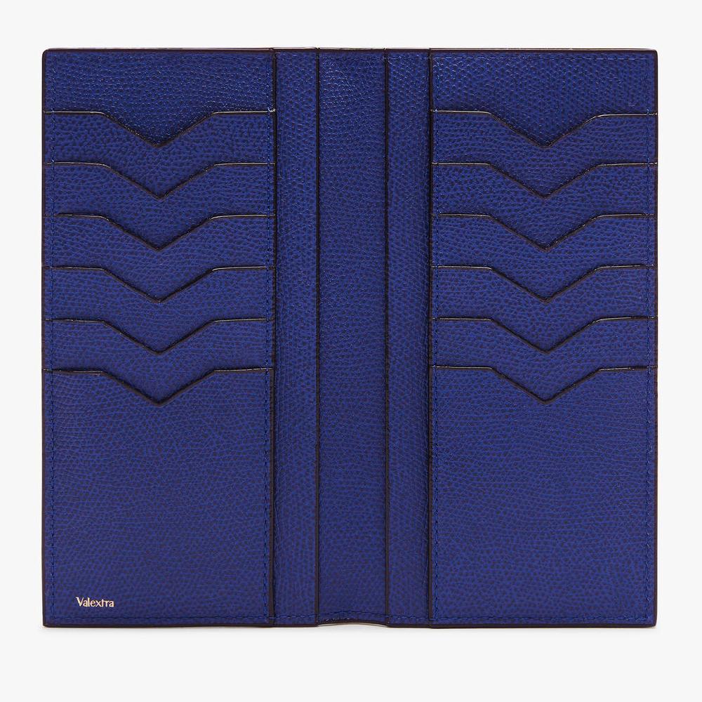 Valextra Portafoglio Bifold Verticale In Pelle Blu | Valextra