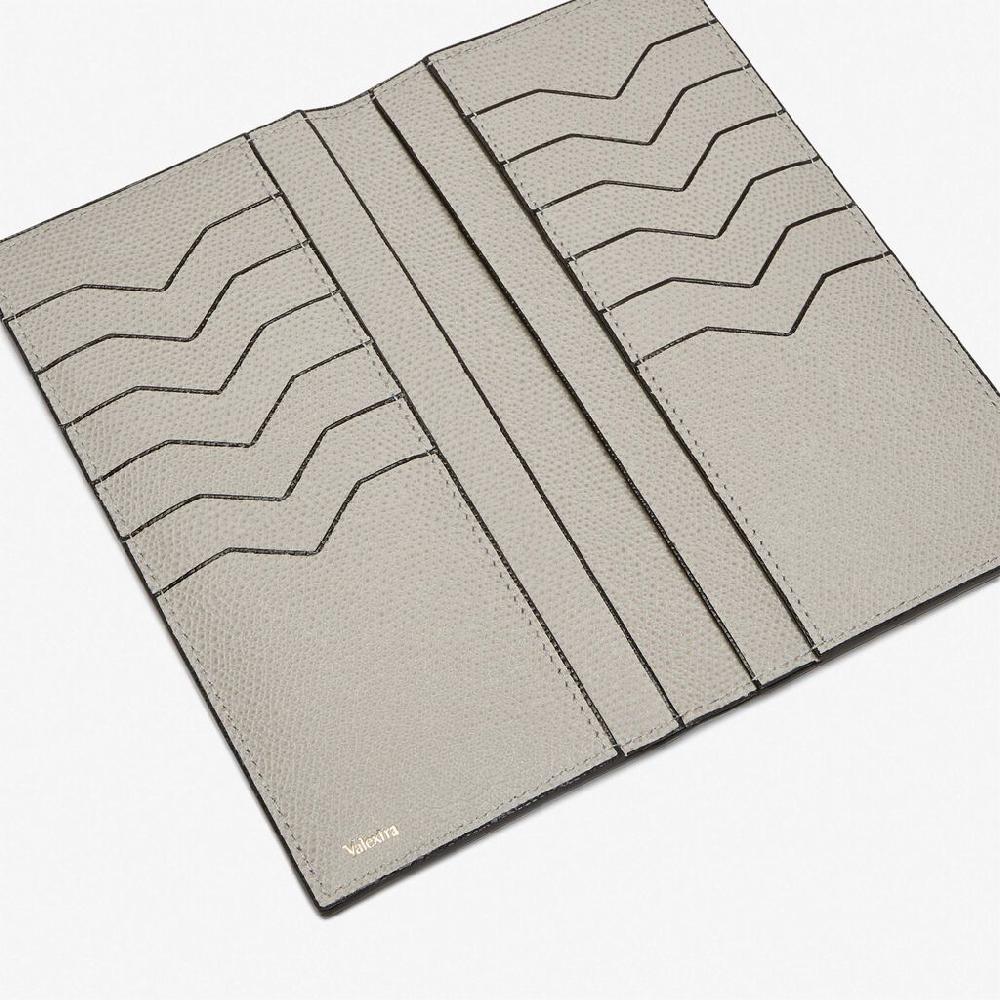Valextra Portafoglio Bifold Verticale In Pelle Grigio Chiaro | Valextra