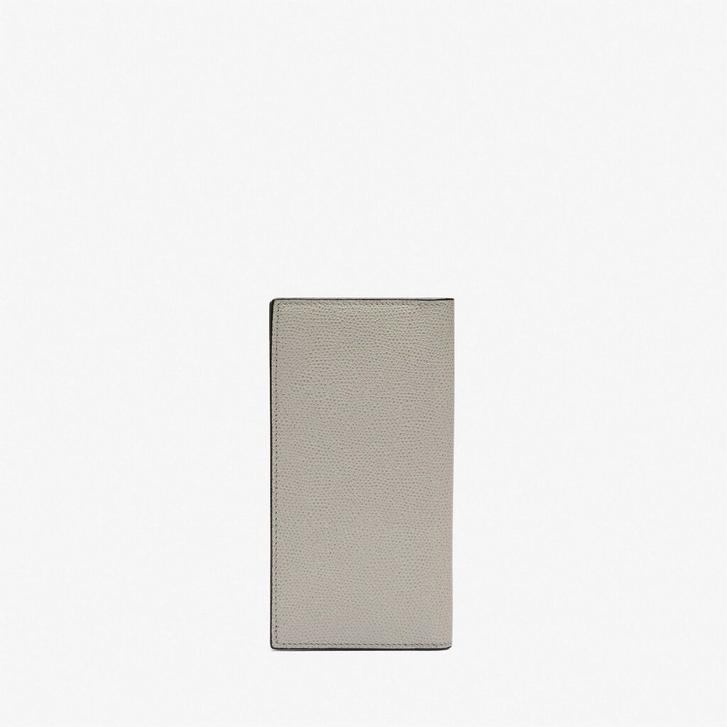 Valextra Portafoglio Bifold Verticale In Pelle Grigio Chiaro | Valextra