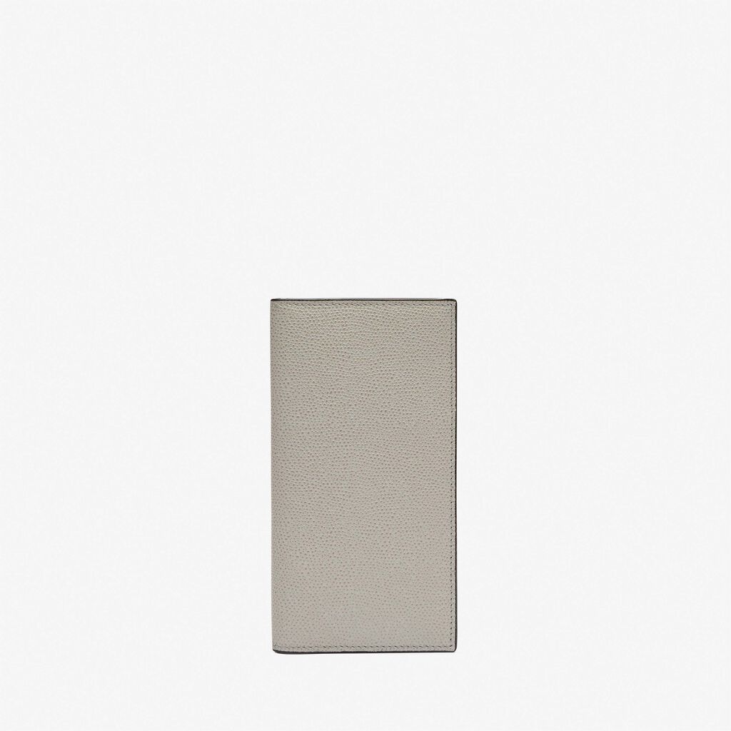 Valextra Portafoglio bifold verticale in Pelle Grigio chiaro | Valextra