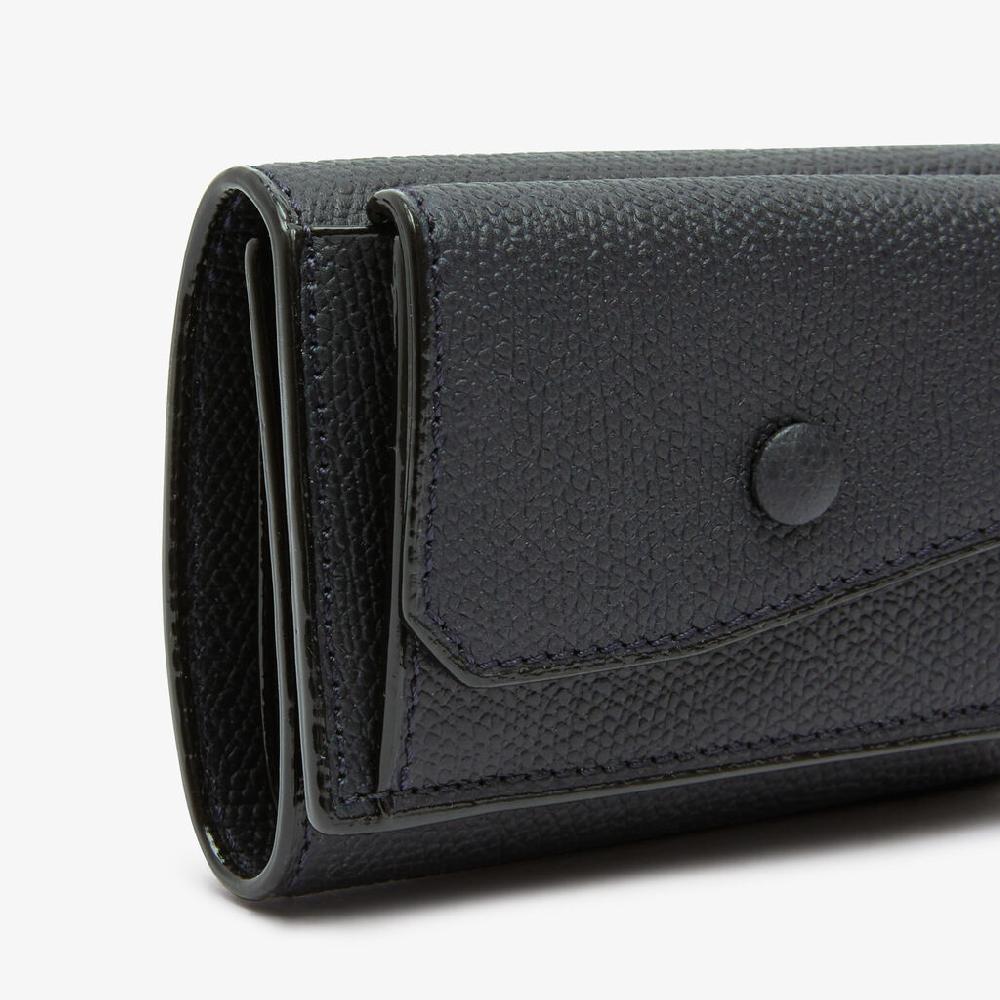 Valextra Portafoglio Compatto Con Portamonete In Pelle Blu | Valextra