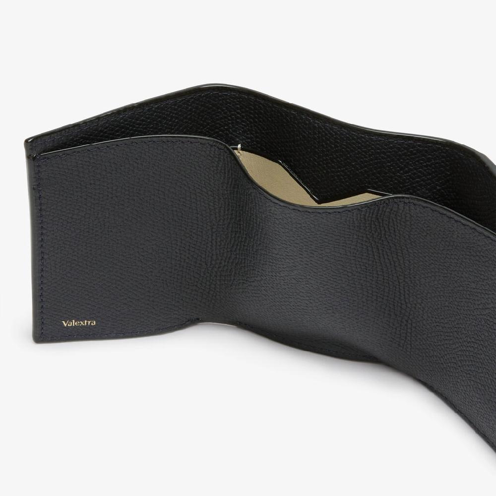 Valextra Portafoglio Compatto Con Portamonete In Pelle Blu | Valextra