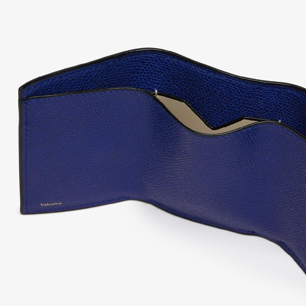 Valextra Portafoglio Compatto Da Donna In Pelle Blu | Valextra